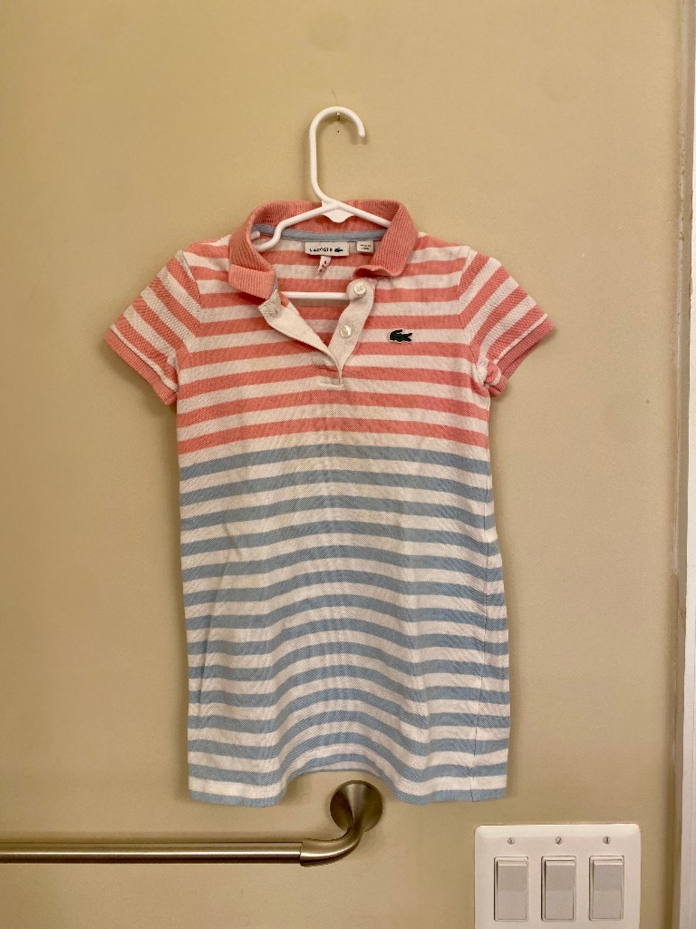 Lacoste Girls Short Sleeve Striped Polo Dress